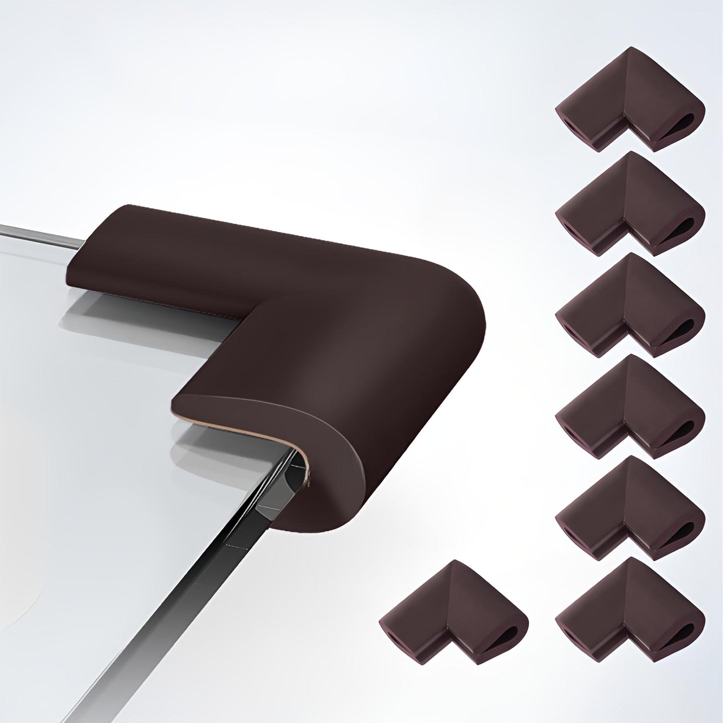 KidDough U-Shape Corner Guards for Kids Safety, Table Corners Edge Protector, Baby Proofing Edge & Corner Guards, for Thin Table Tops, Brown (8pcs/Pack)