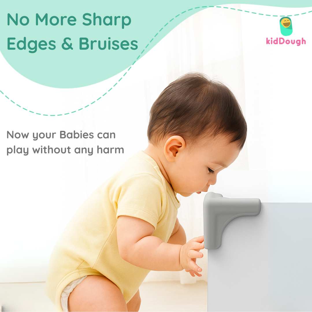 KidDough Corner Guards for Baby Safety, Soft Silicon Table Edge Protectors, Very Soft, 4Pcs/Pack