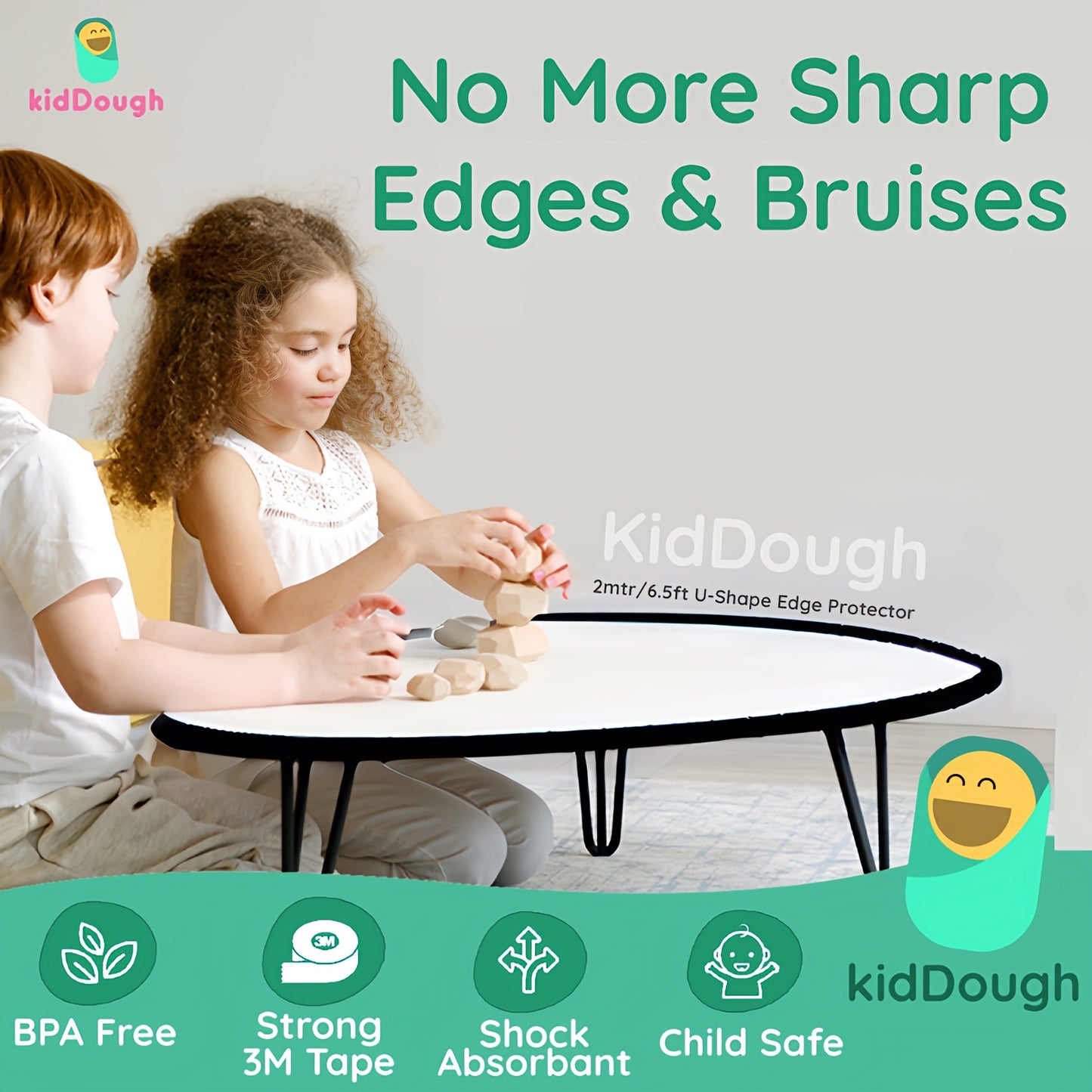 Kiddough Baby Proofing U-Shape Safety Strip - 2 Meters, Black