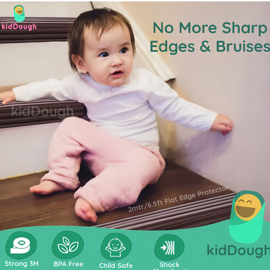 KIddough Baby Proofing Kit with 2M Edge Protector, 5 Safety Locks, 6 Socket Guards, 2 Door Guards, Brown