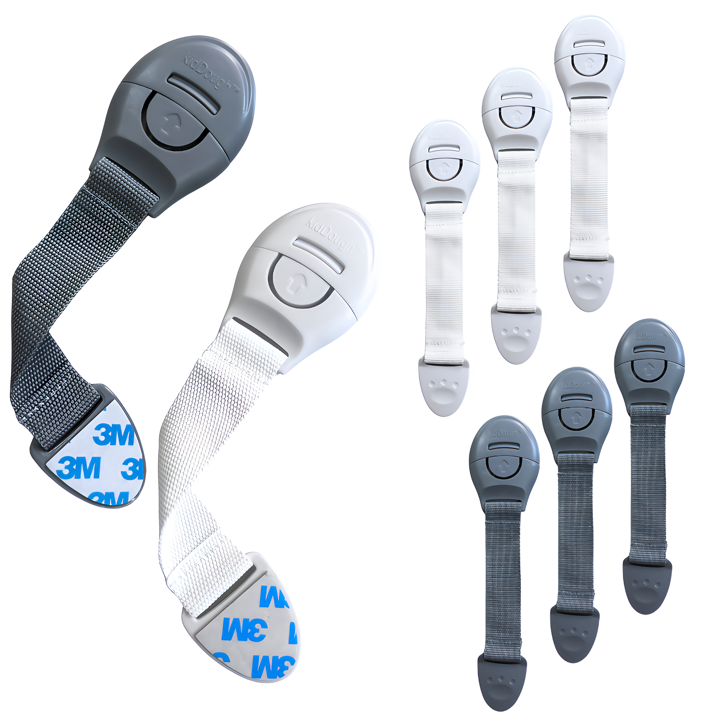 Furniture Safety Locks for Kids - Pack of 4 Grey + 4 White