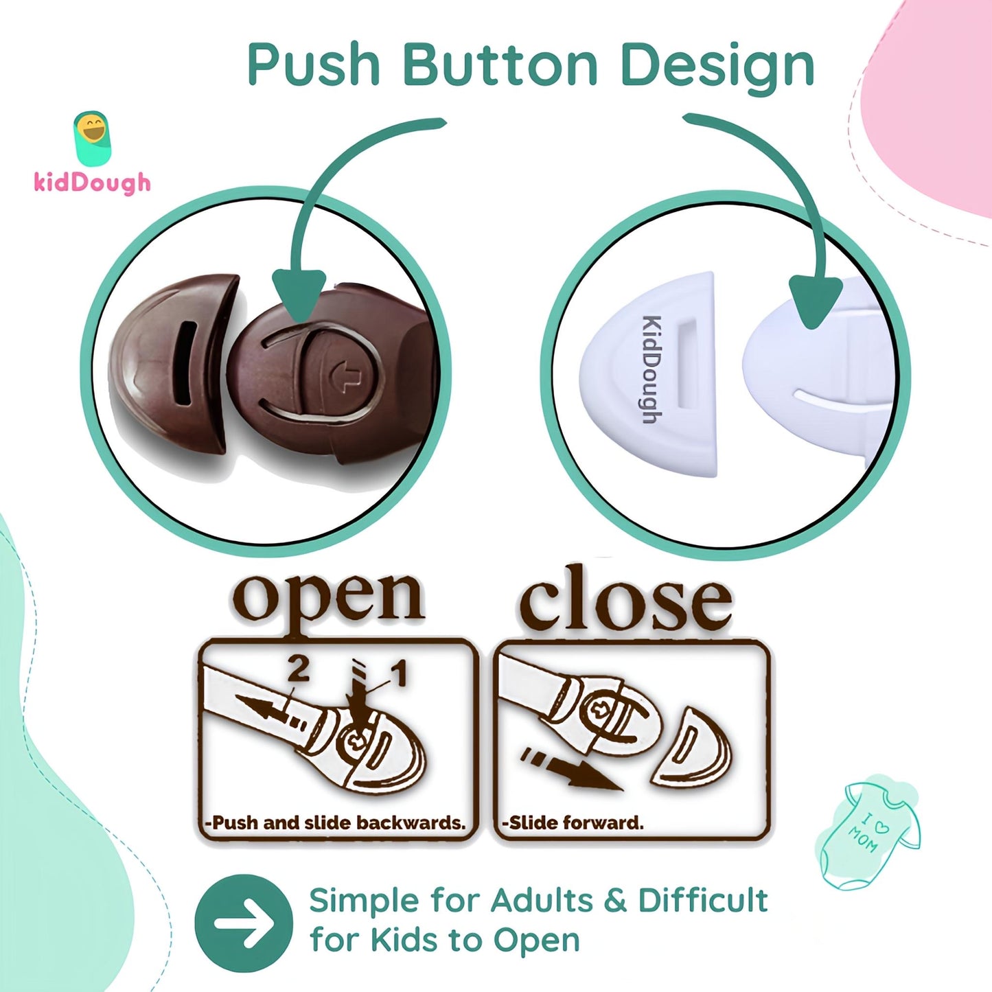 Kiddough Furniture Safety Locks for Kids - Pack of 4 White + 4 Brown