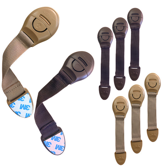 Kiddough Furniture Safety Locks for Kids - Pack of 4 Beige + 4 Brown