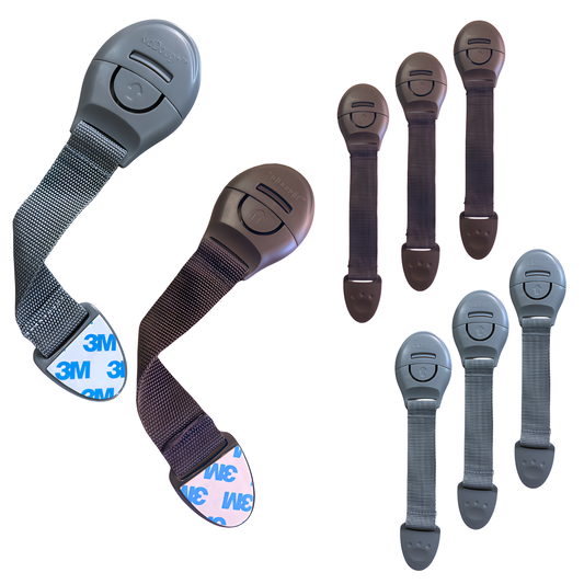 Kiddough Furniture Safety Locks for Kids - Pack of 4 Brown + 4 Grey