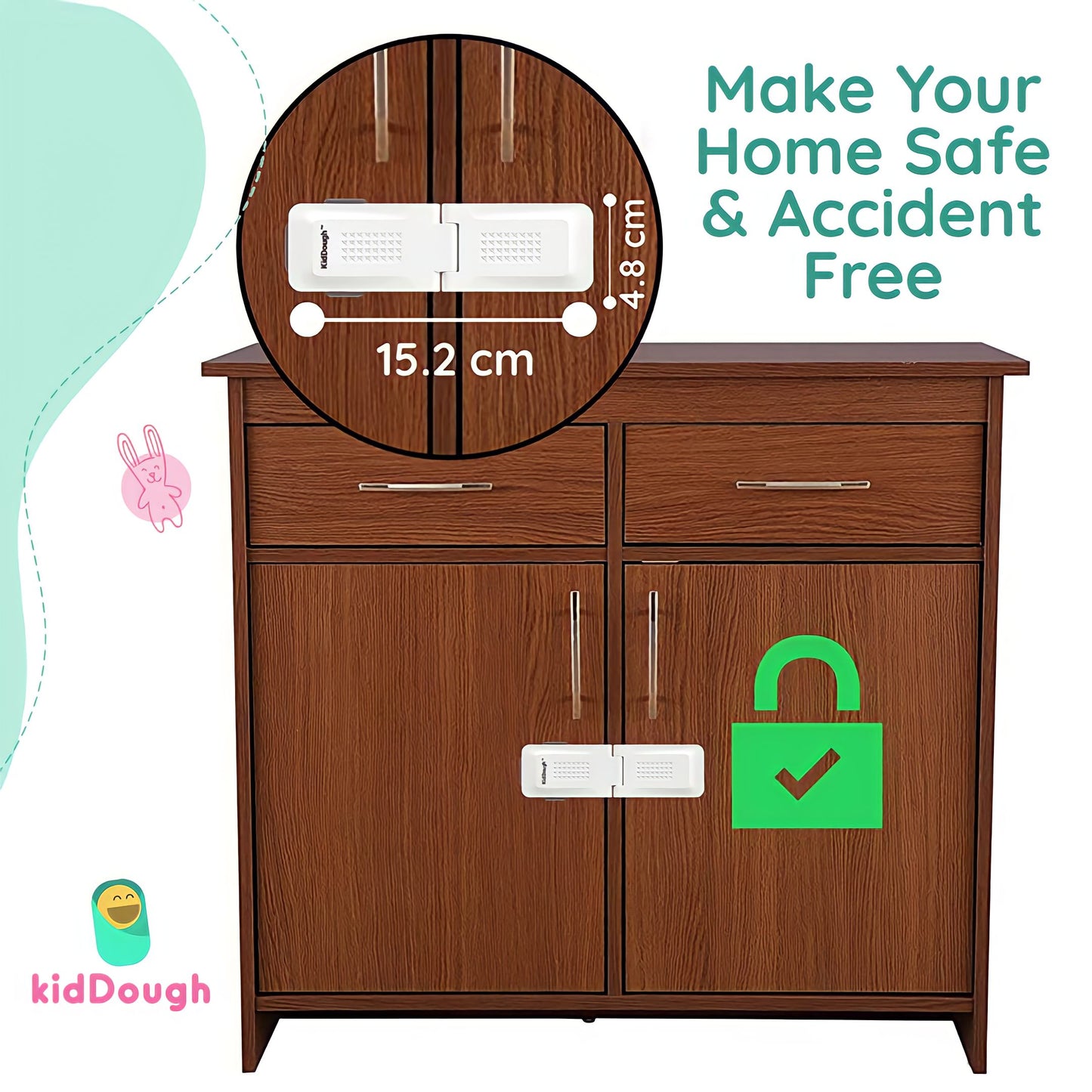Kiddough Baby Proofing Angle Child Safety Lock (Pack of 4,White)