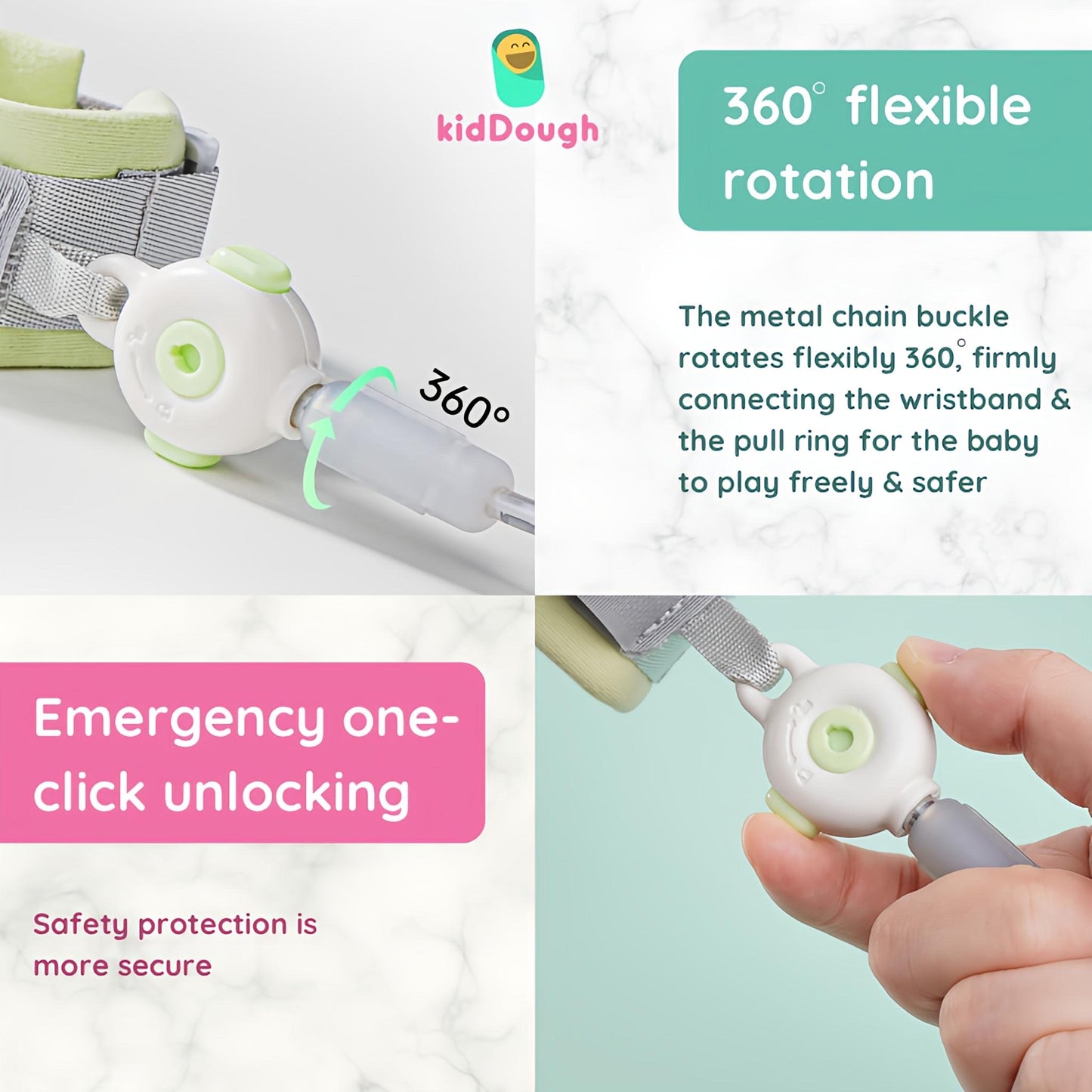 Kiddough Anti Lost Wrist Link for Kids with Key and Lock