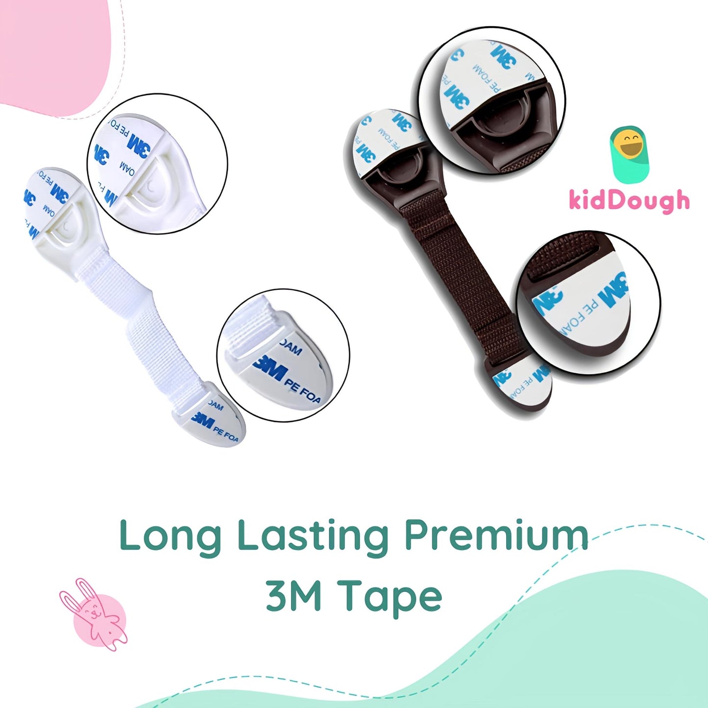Kiddough Furniture Safety Locks for Kids - Pack of 4 White + 4 Brown
