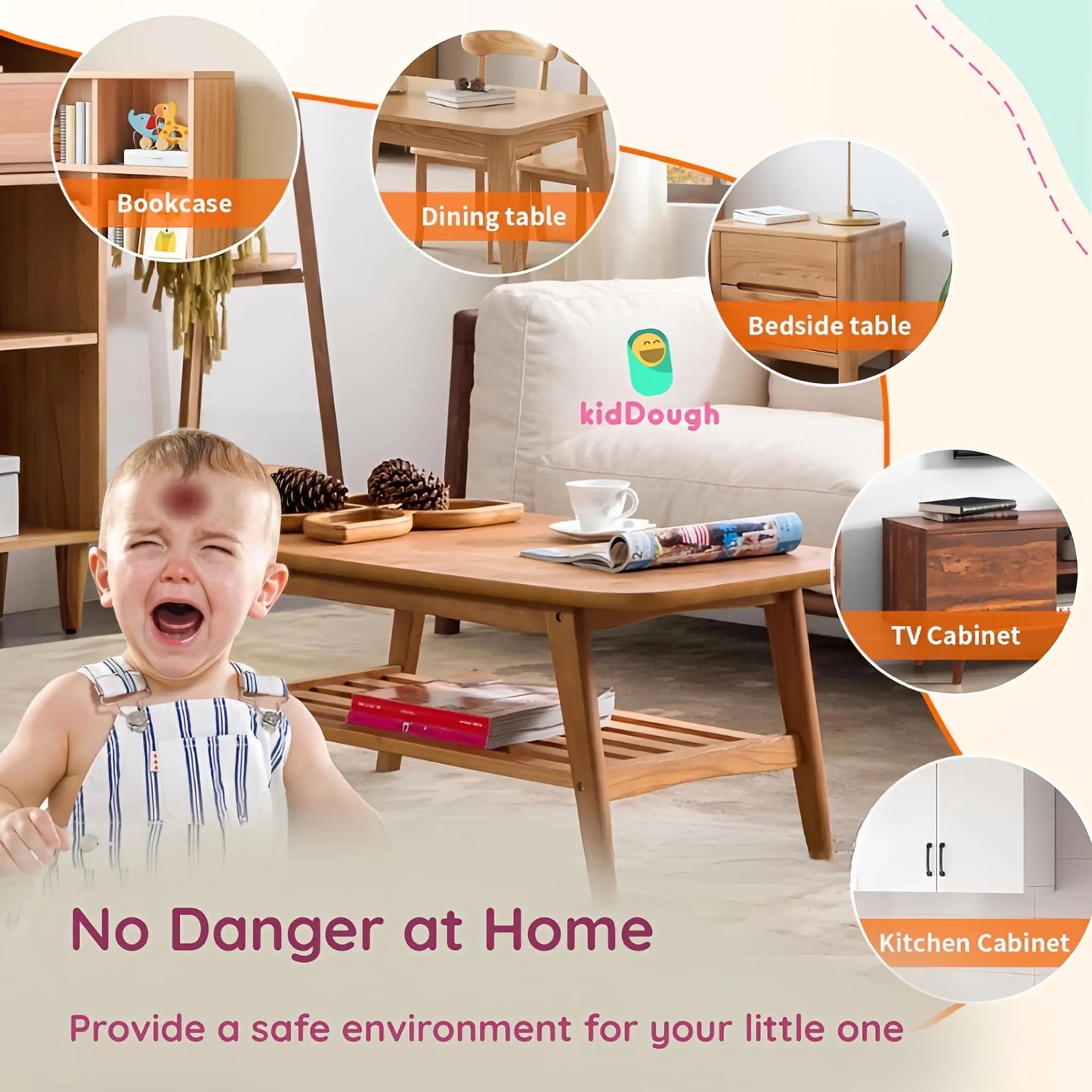 KidDough Corner Protector for Furniture, Table Edge Guards, L Shape, 10 Pack, Baby Safety Corner Cushions