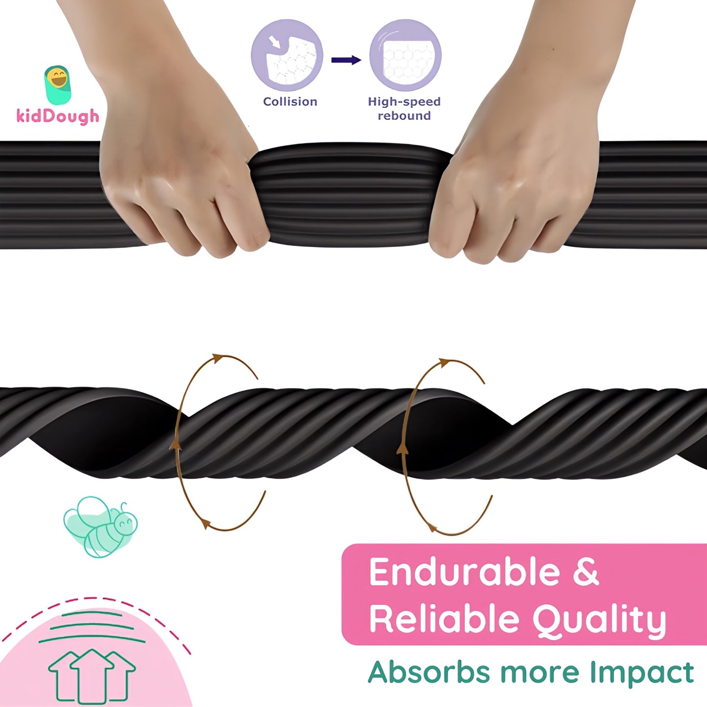 Kiddough Baby Proofing Flat Edge Protector - 2 Mtrs Safety Strip, Black