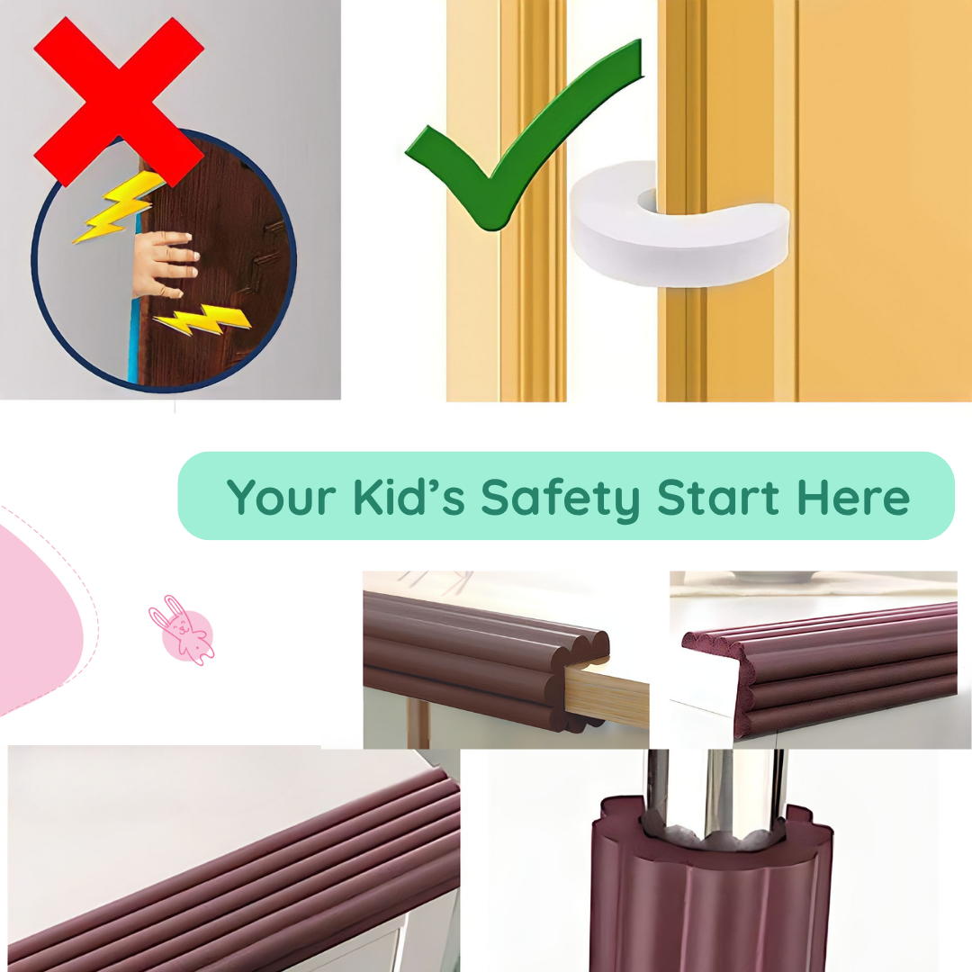 KIddough Baby Proofing Kit with 2M Edge Protector, 5 Safety Locks, 6 Socket Guards, 2 Door Guards, Brown