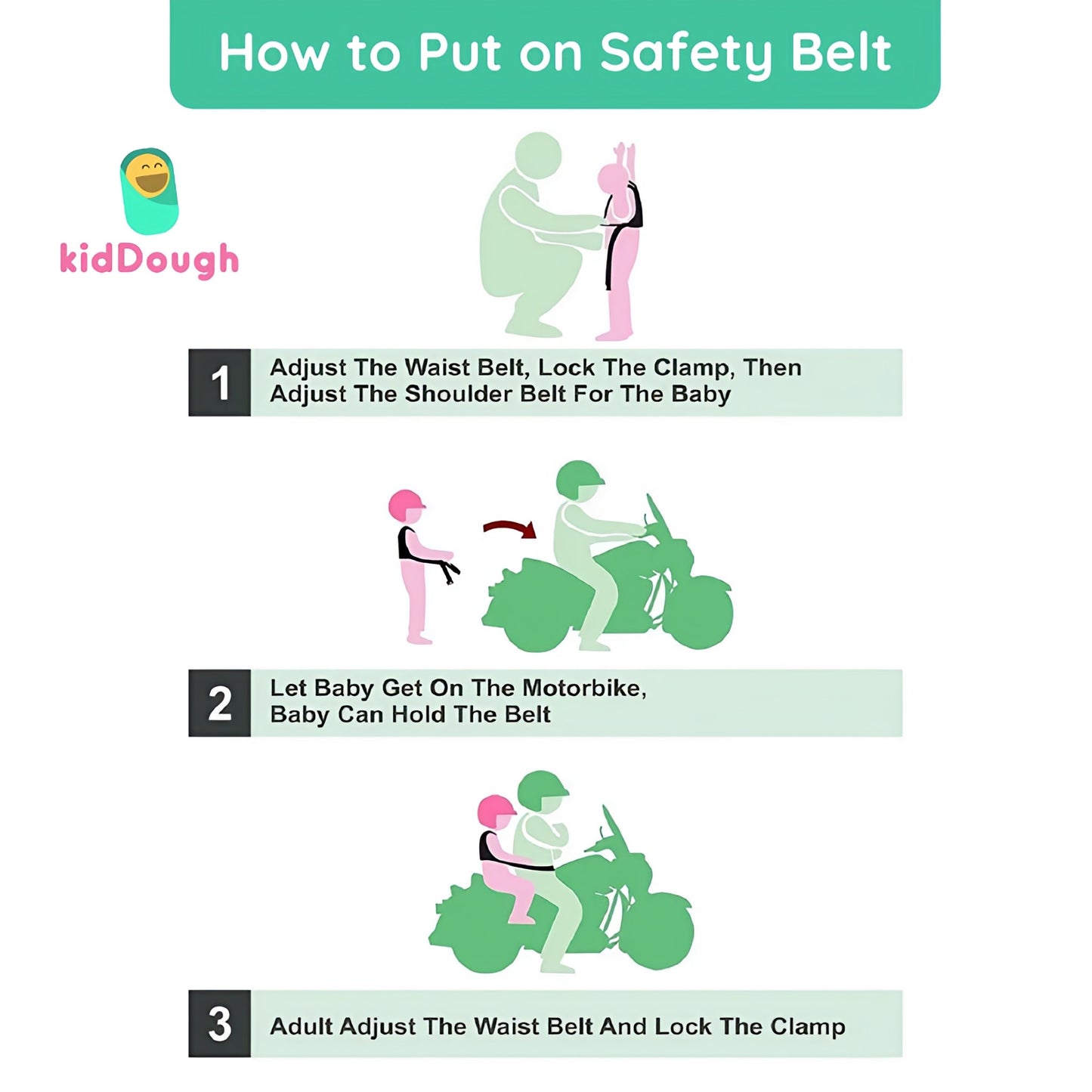 Kiddough Baby Safety Belt for Two Wheeler Bike/Scooty (Army Red)