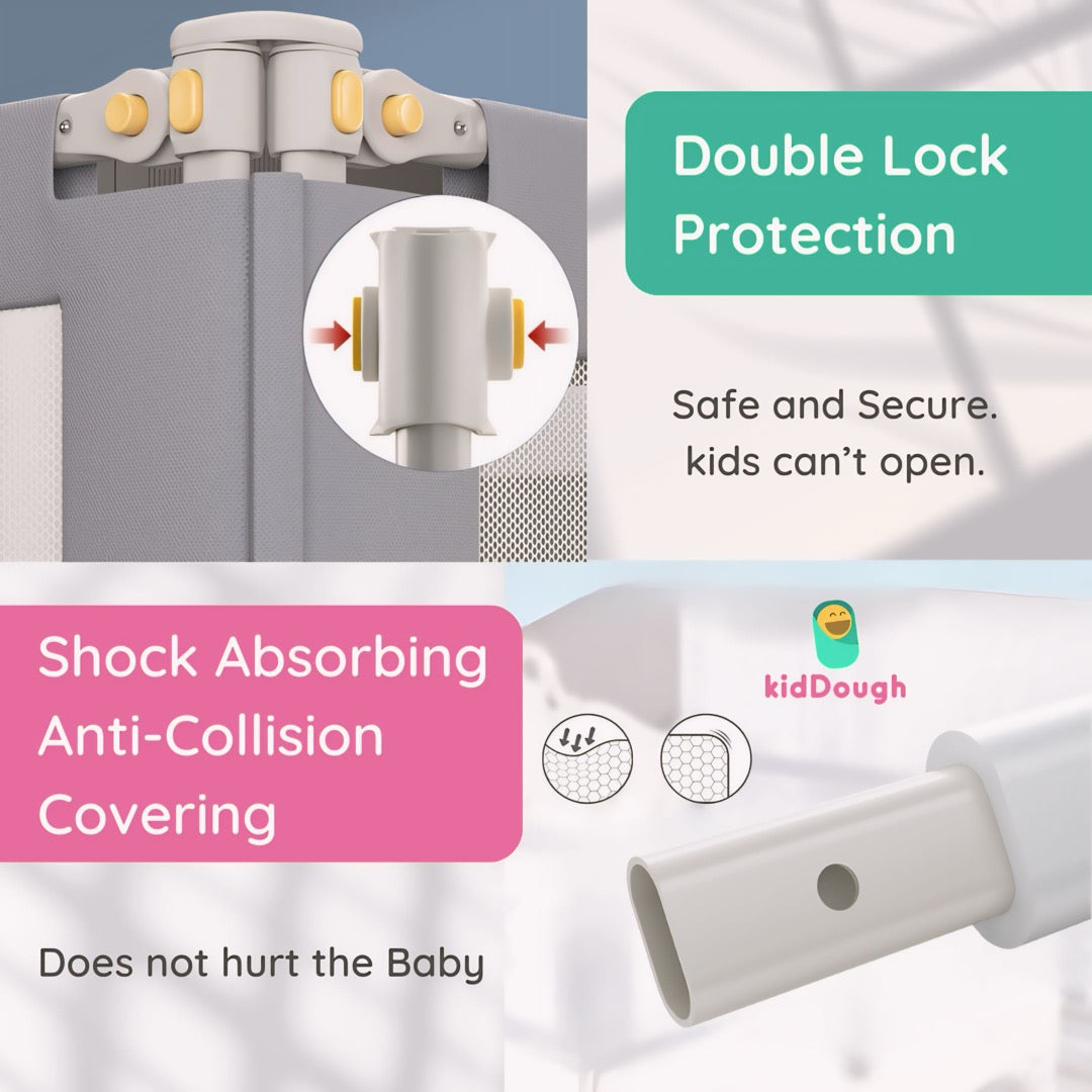 Kiddough Bed Railing for Baby Safety (6ft*5ft, Two Side, Grey)