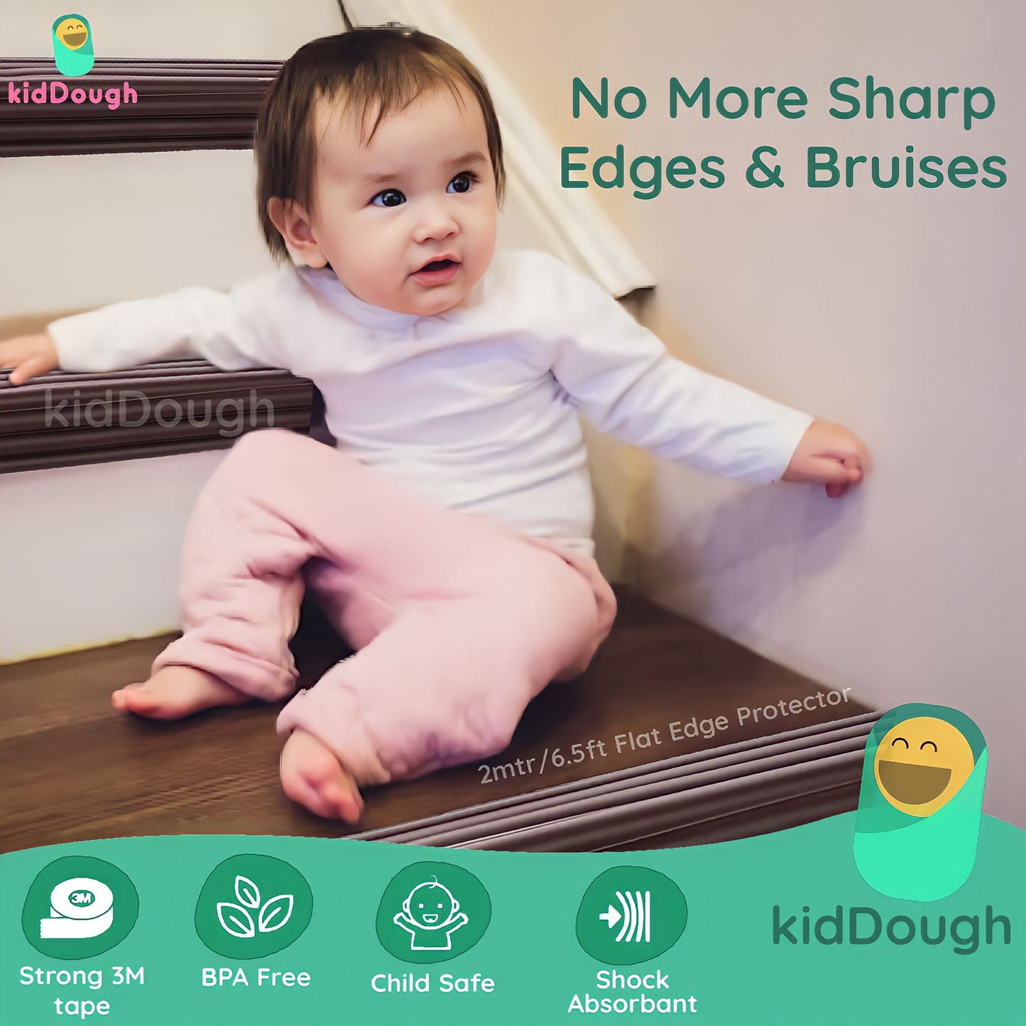 Kiddough Flat Edge Protector - 2 Meters, Brown