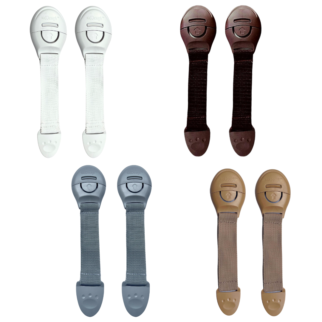 Kiddough Furniture Safety Locks for Kids - Pack of 2 White + 2 Brown + 2 Beige + 2 Grey Child Locks