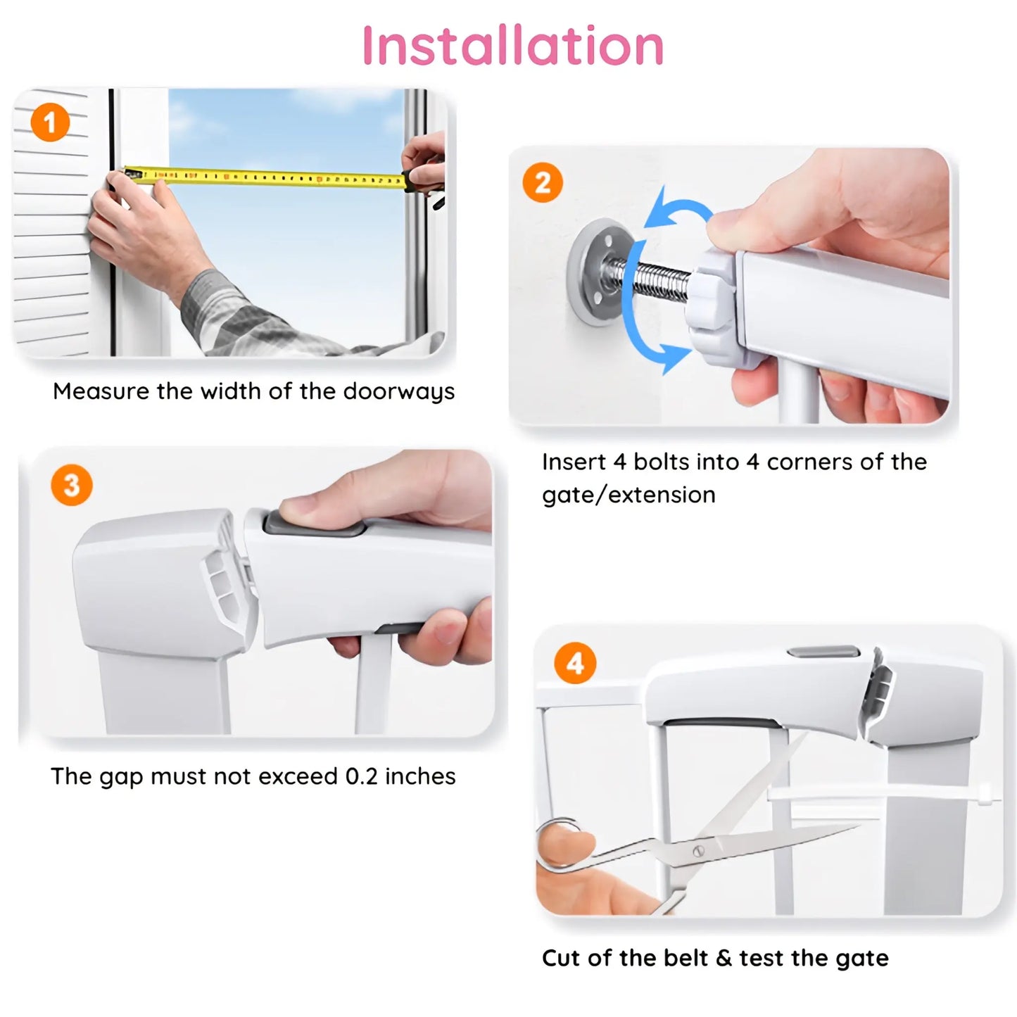 Kiddough Baby Safety Gate - (103-110cms Adjustable Width Coverage)