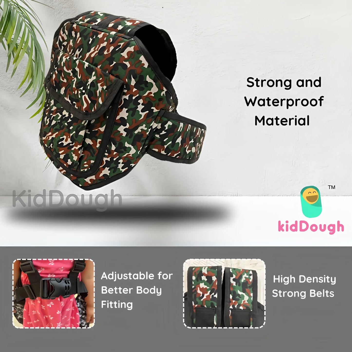 Kiddough Baby Safety Belt for Two Wheeler Bike/Scooty (Army Yellow)