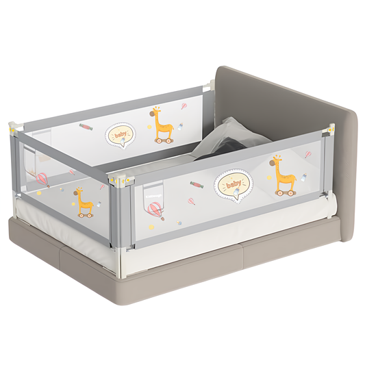 Kiddough Bed Railing for Baby Safety (6ft*6ft*6ft, Three Sides, Grey)