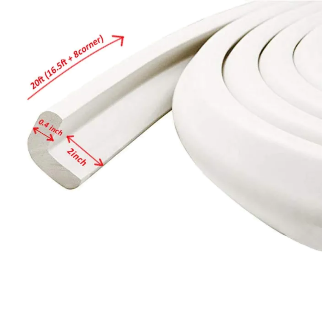 Kiddough Baby Proofing Thick Furniture Edge Protector - 5 Mtrs White Edge Guard