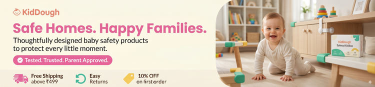 KidDough edge protector roll for baby safety – soft foam bumper strip for sharp furniture edges and corners.