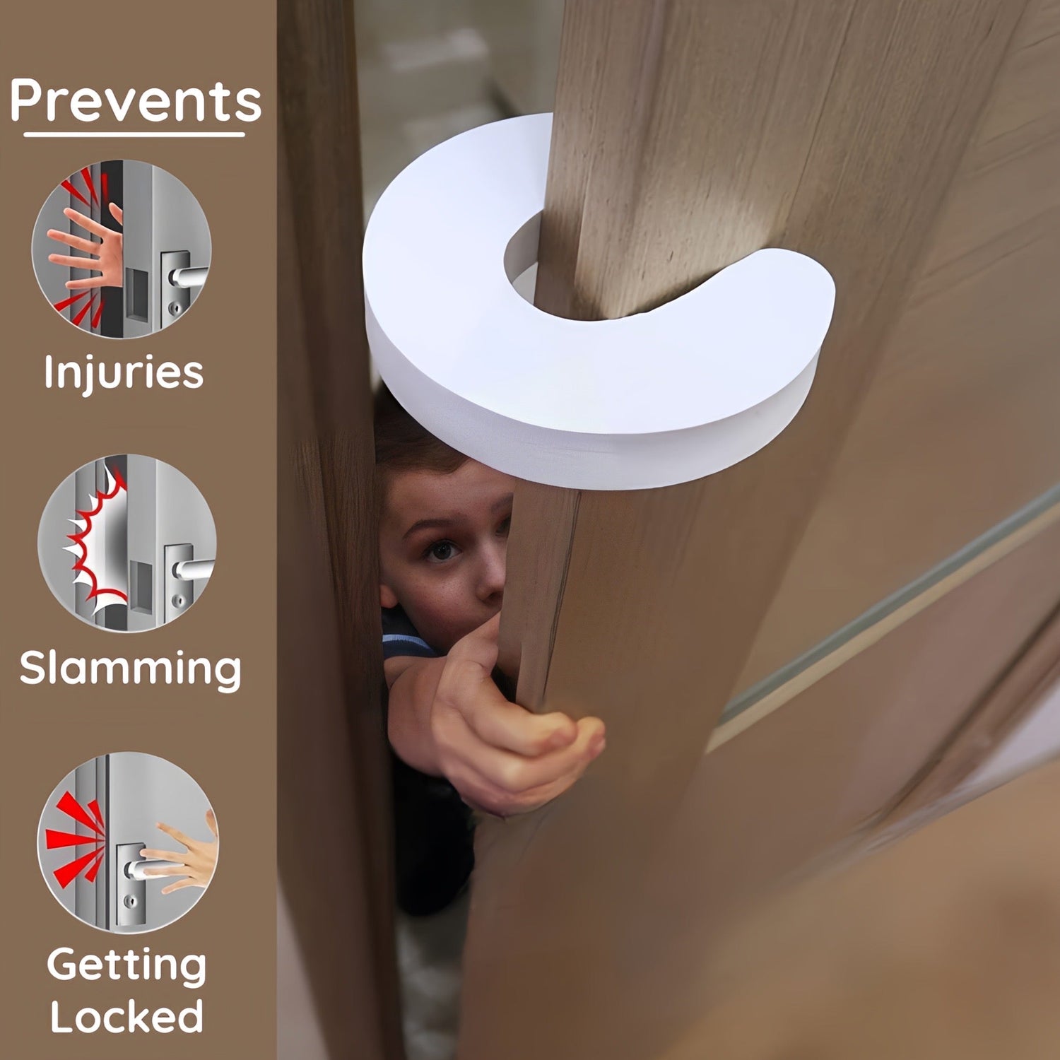KidDough rubber door stopper wedge for baby safety – prevents finger pinches and accidental lock-ins.