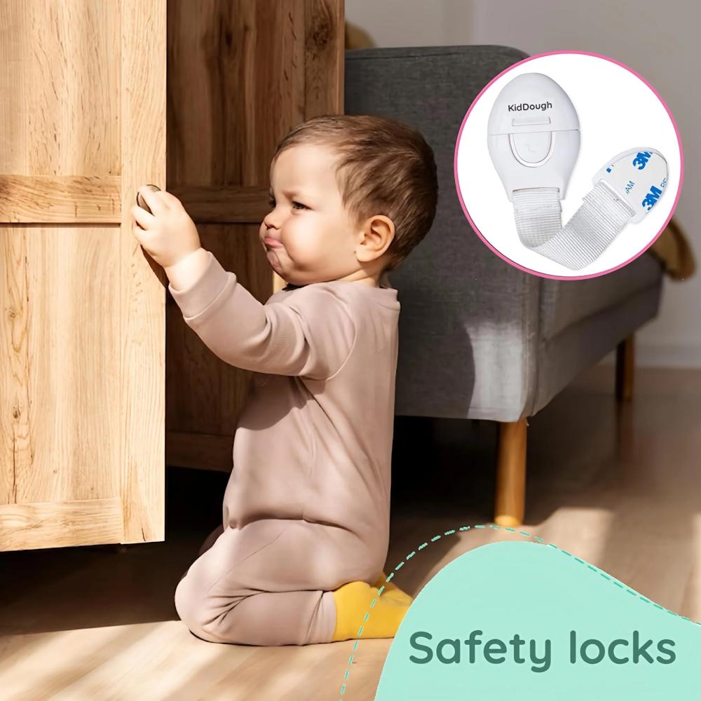 KidDough safety door latch lock for kids – child proof chain lock for bedroom, bathroom, and sliding doors.