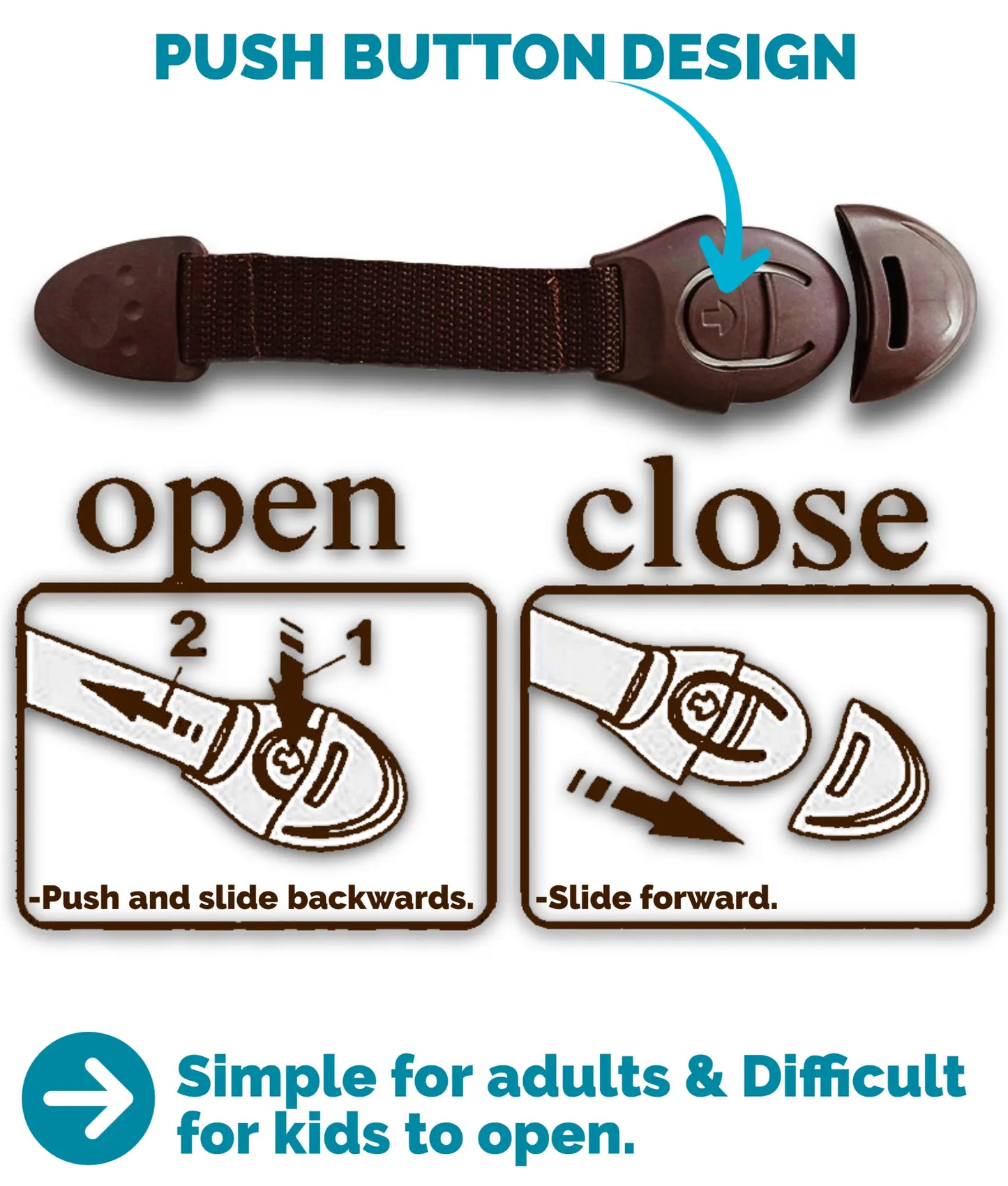 Kiddough Furniture Safety Locks for Kids - Pack of 10, Brown