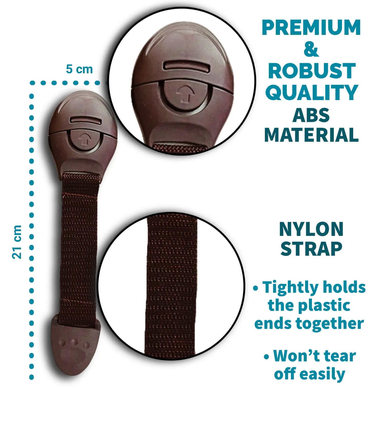 Kiddough Furniture Safety Locks for Kids - Pack of 10, Brown