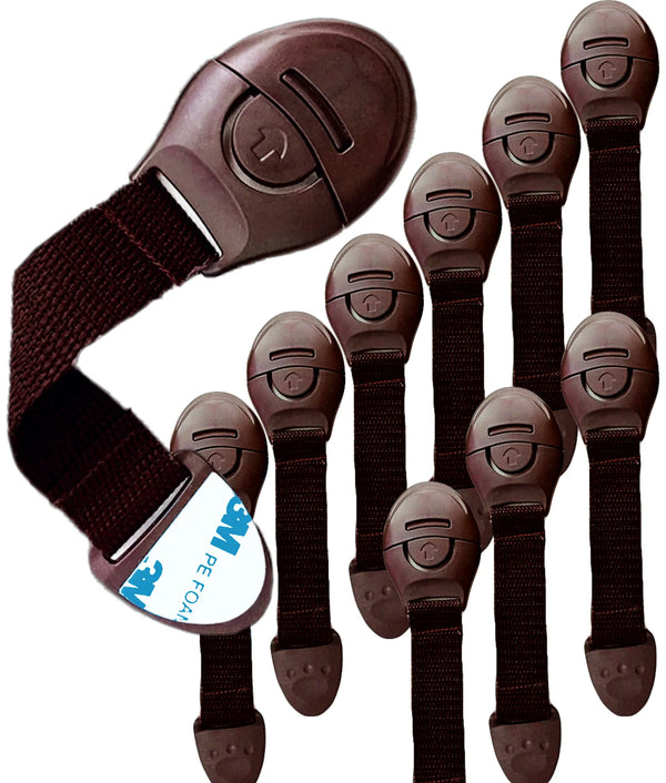 Kiddough Furniture Safety Locks for Kids - Pack of 10, Brown