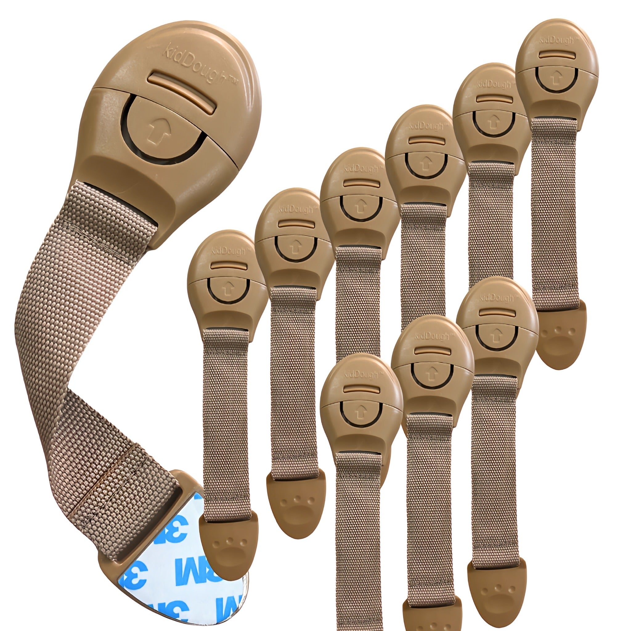 KidDough Furniture Safety Locks for Kids, Child Safety Locks for Drawers, Cabinets, Fridge, Cupboard Lock, Baby Proofing Product, Strong and Adhesive Safety Locks (Beige, 10 Beige Locks) Main image