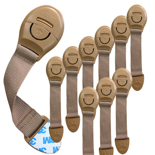 KidDough Furniture Safety Locks for Kids, Child Safety Locks for Drawers, Cabinets, Fridge, Cupboard Lock, Baby Proofing Product, Strong and Adhesive Safety Locks (Beige, 10 Beige Locks)