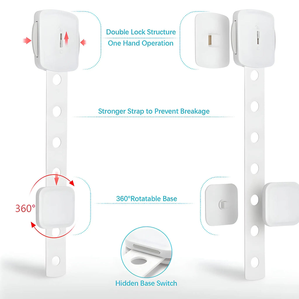 Kiddough Furniture Dual Safety Locks For Kids - Pack Of 4 Locks, Double Lock System