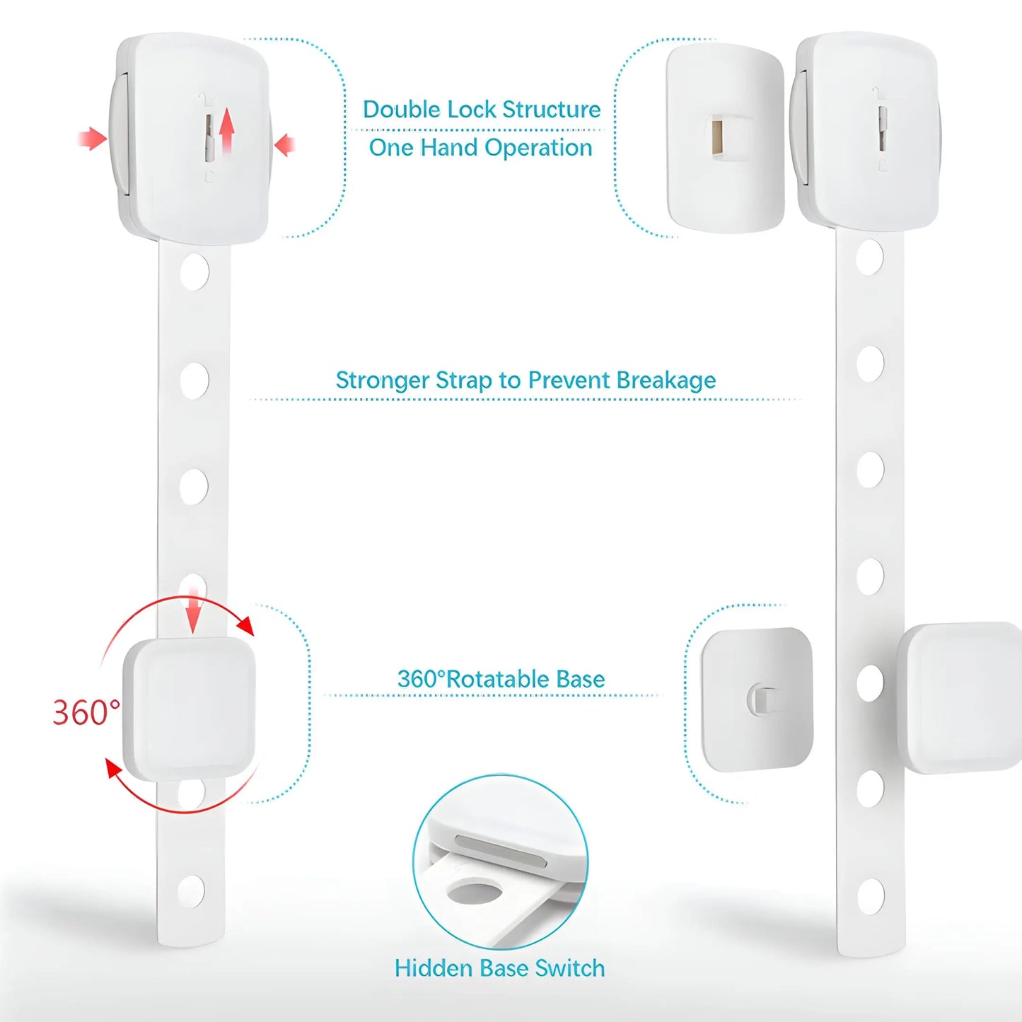 Kiddough Furniture Dual Safety Locks For Kids - Pack Of 4 Locks, Double Lock System
