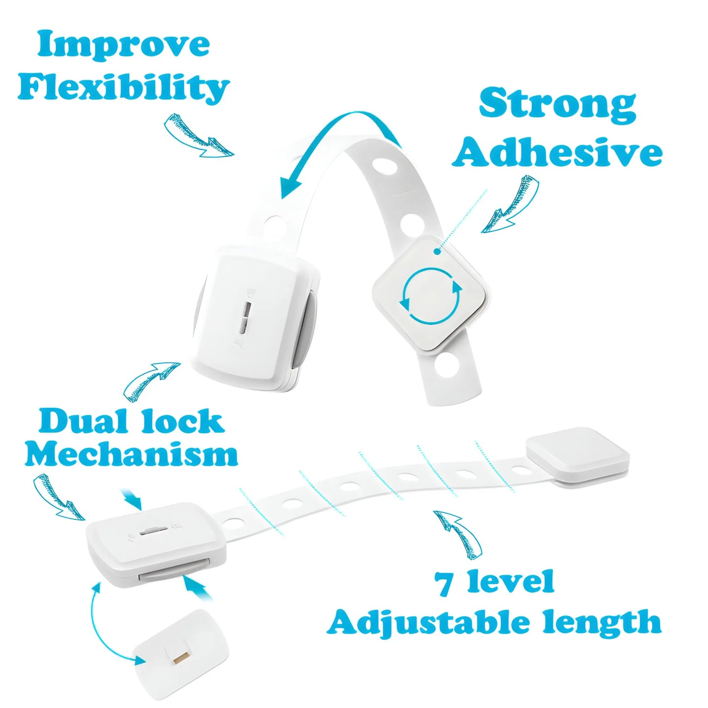 Kiddough Furniture Dual Safety Locks For Kids - Pack Of 4 Locks, Double Lock System