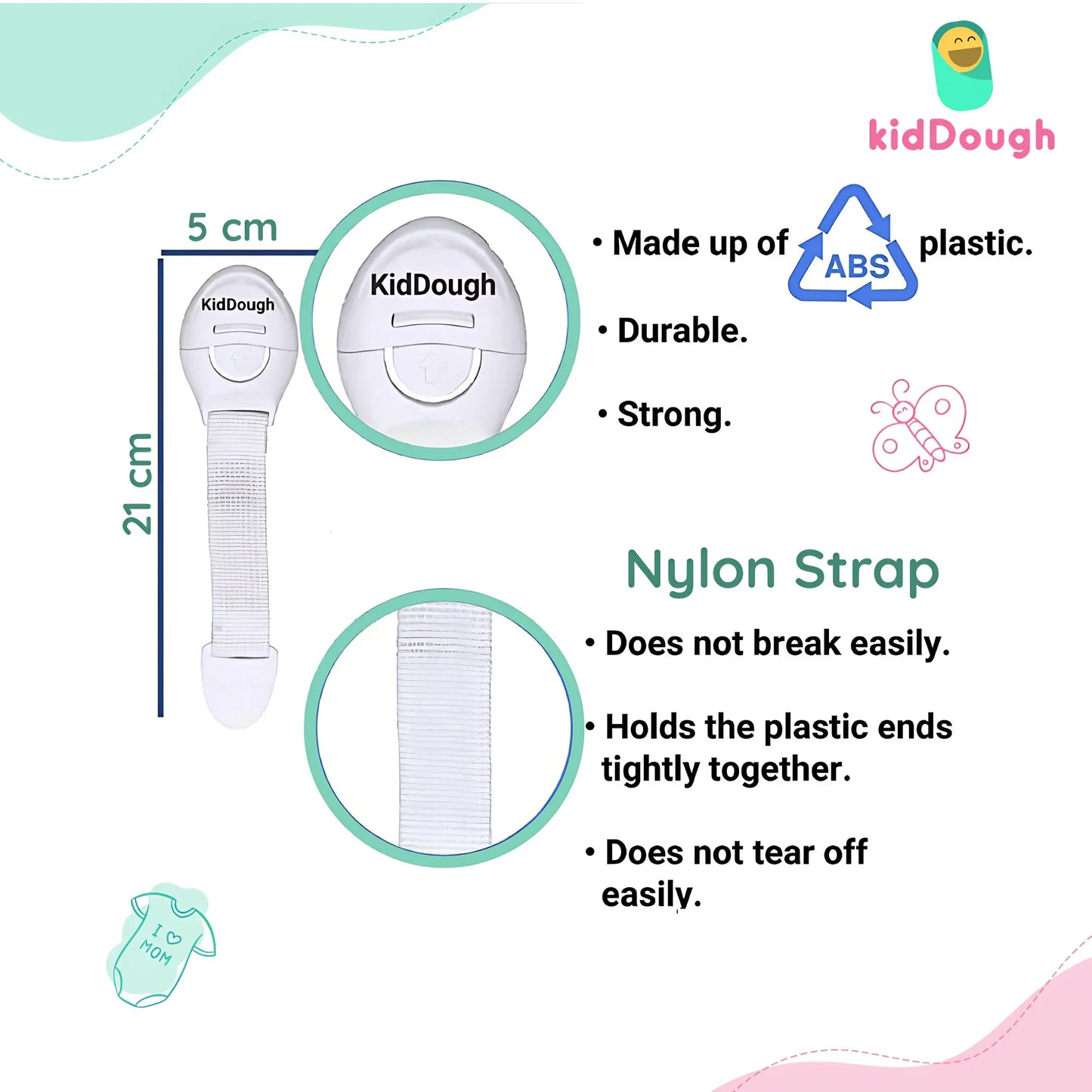 Kiddough Furniture Safety Locks for Kids - Pack of 10, White