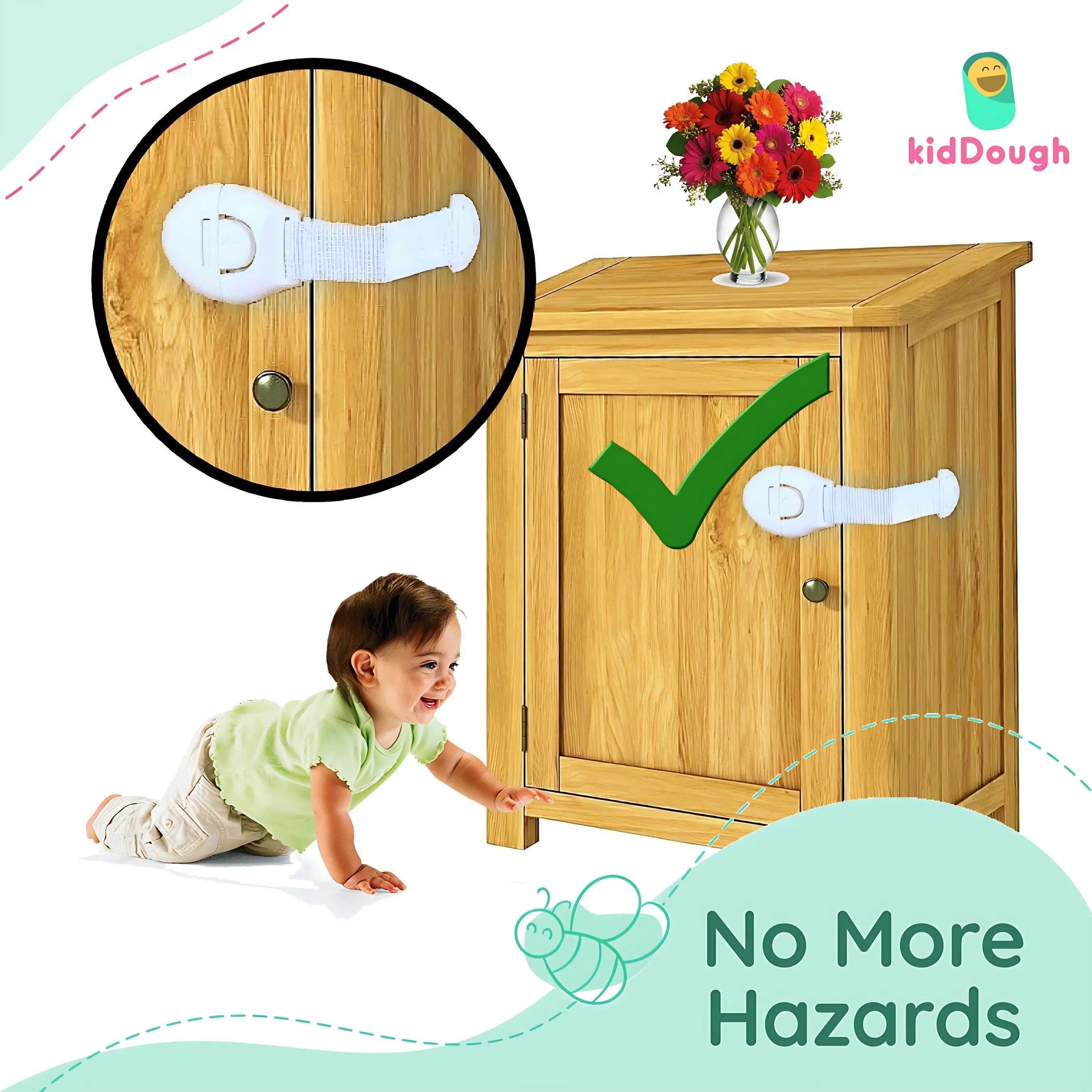 Kiddough Furniture Safety Locks for Kids - Pack of 2 White + 2 Brown + 2 Beige + 2 Grey Child Locks Secondary image