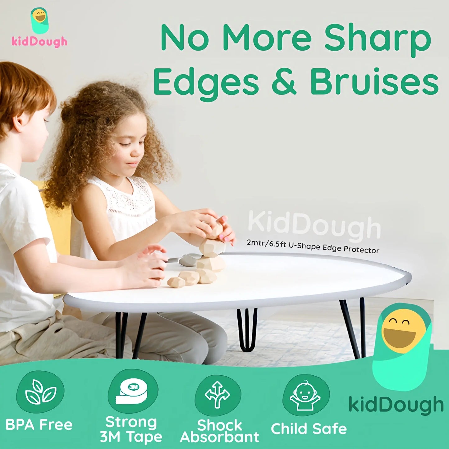Kiddough Baby Proofing U-Shape Safety Strip - 2 Meters, White