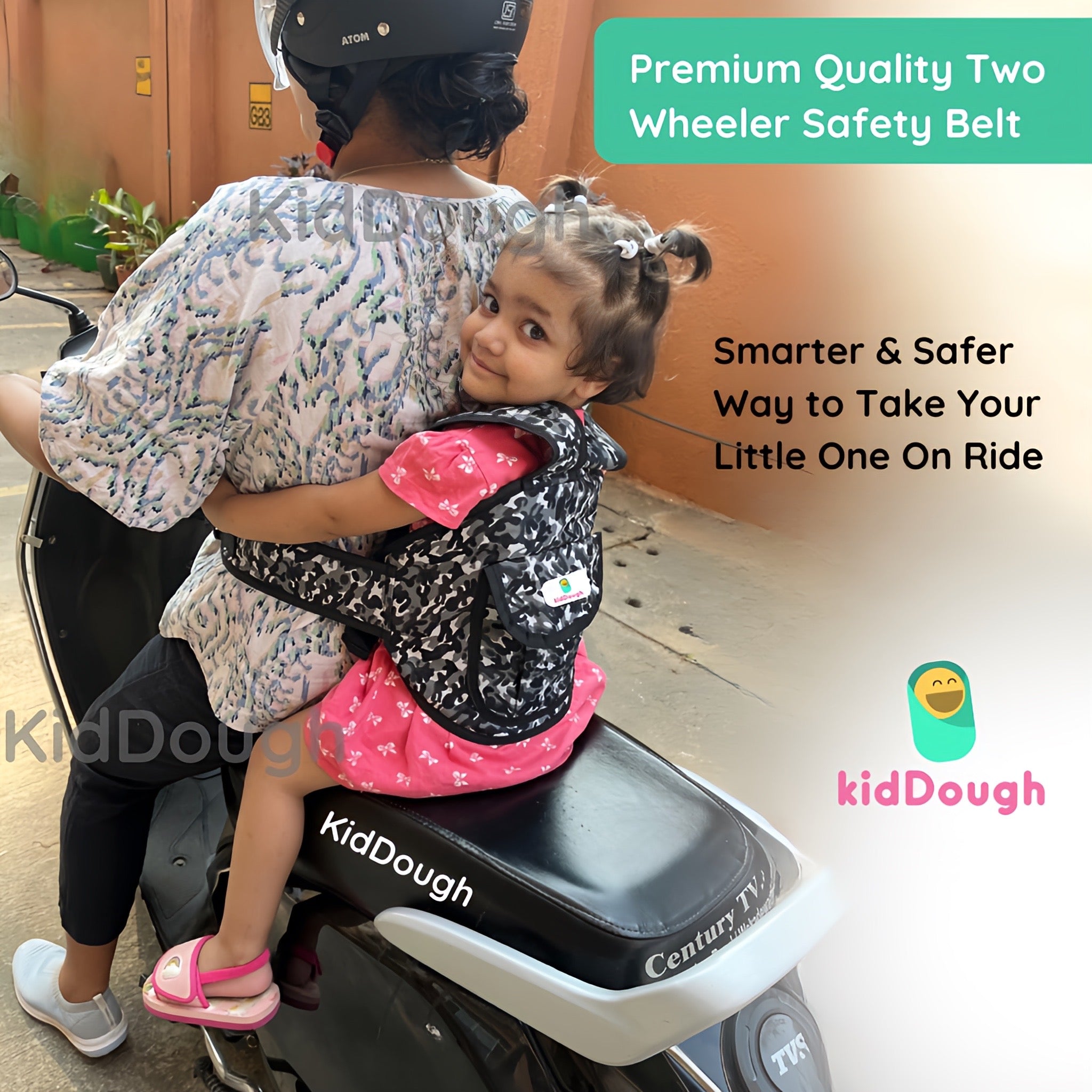 Kiddough Baby Safety Belt for Two Wheeler Bike/Scooty (Grey) Secondary image