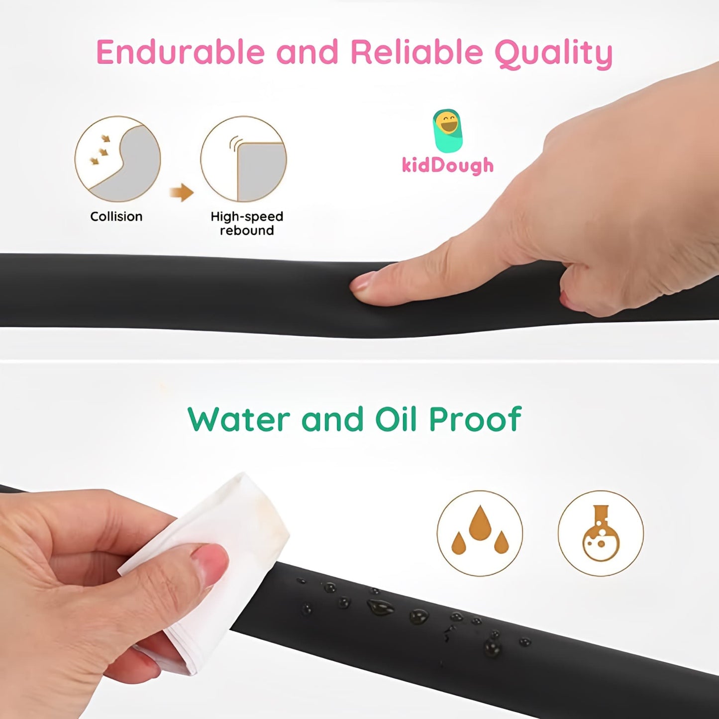 Kiddough Baby Proofing U-Shape Safety Strip - 2 Meters, Black