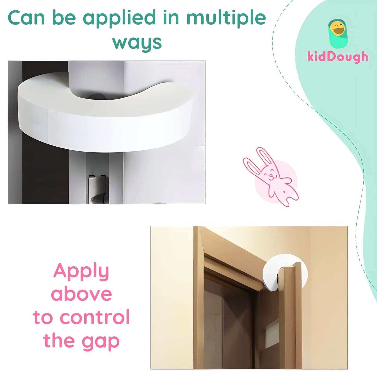 Kiddough Baby Safety Kit - 5 Meters Safety Strip + 4 Corner Guards + 2 C-Shape Door Stoppers + 6 Socket Guards + 5 Child Safety Locks for Drawers, Cabinets