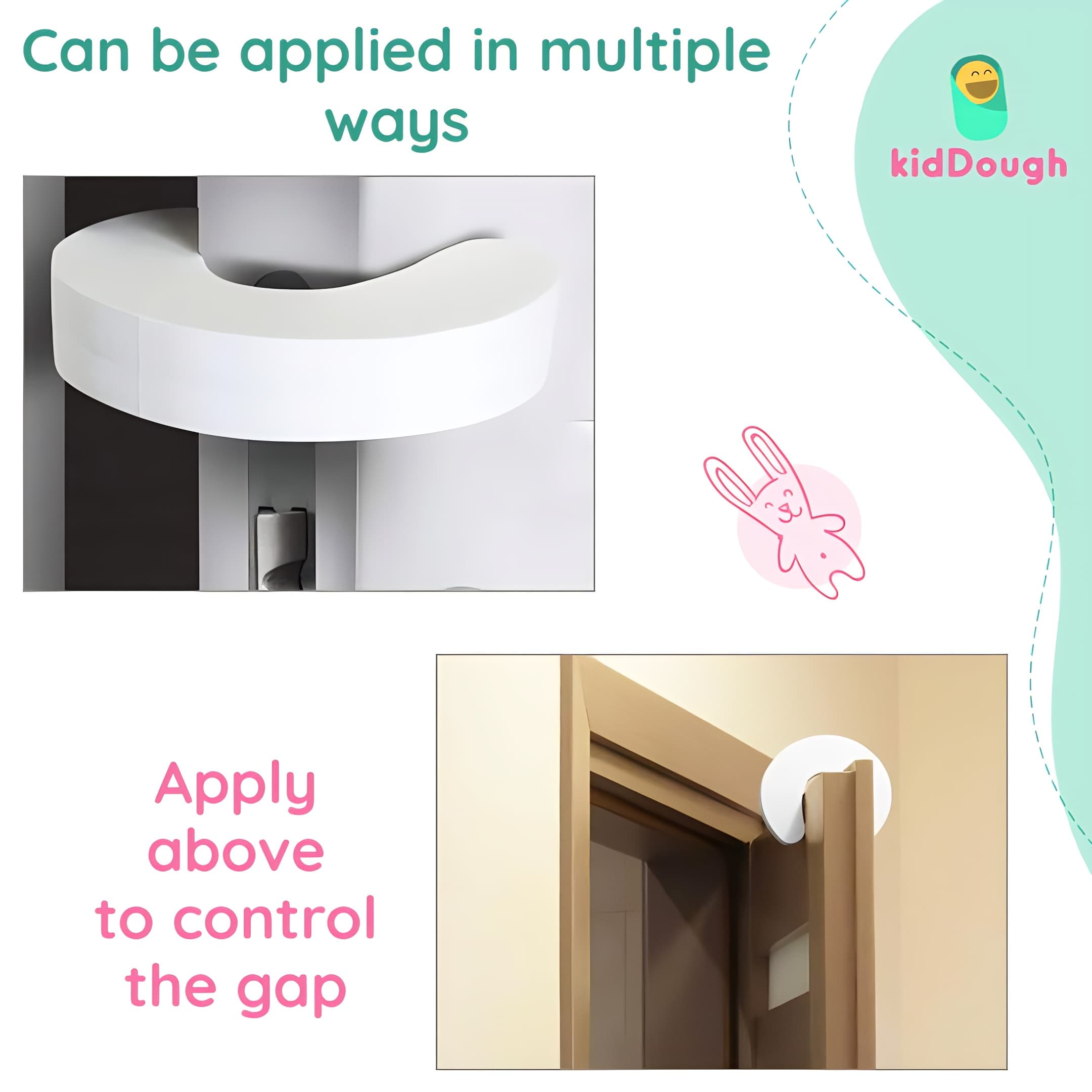 Kiddough Baby Safety Kit - 5 Meters Safety Strip + 4 Corner Guards + 2 C-Shape Door Stoppers + 6 Socket Guards + 5 Child Safety Locks for Drawers, Cabinets