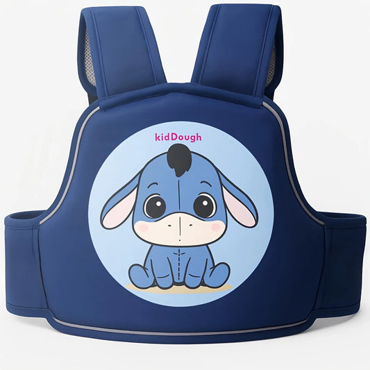 Kiddough Baby Safety Belt for Kids | Two Wheeler Bike/Scooty Belt for Kids Safety, Child Harness Safety Belt with Adjustable Baby Carrier for Toddlers & Baby (Cartoon Blue)