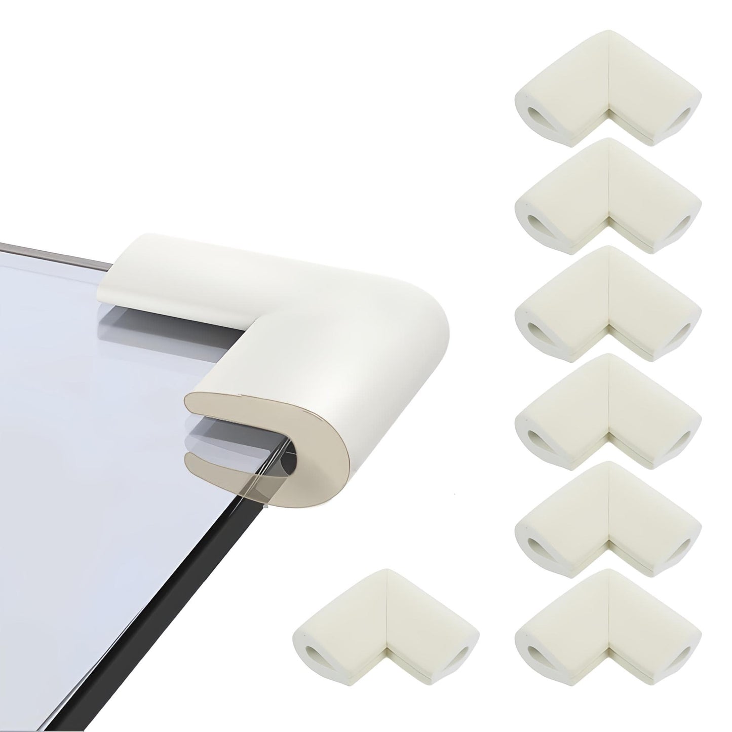 KidDough U-Shape Corner Guards for Kids Safety, Table Corners Edge Protector, Baby Proofing Edge & Corner Guards, for Thin Table Tops, White (8pcs/Pack)