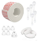 Kiddough Baby Proofing Kit with 2M Edge Protector, 5 Safety Locks, 6 Socket Guards, 2 Door Guards, White