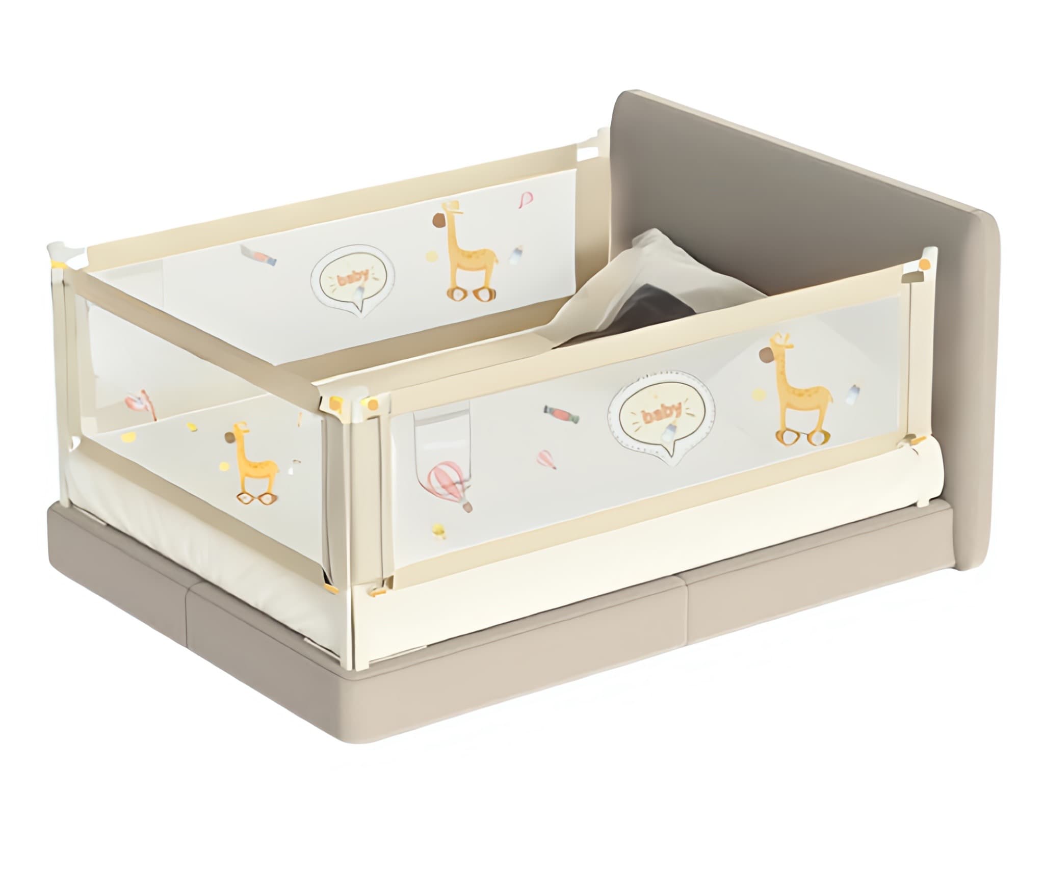 Kiddough Bed Railing for Baby Safety (6.5ft*5ft*6.5ft, Three Sides, Off-White) Main image