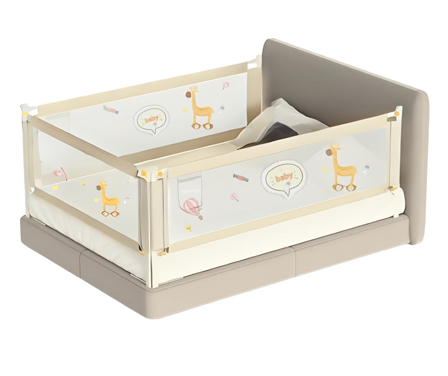 Kiddough Bed Railing for Baby Safety (6.5ft*6ft*6.5ft, Three Sides, Off-White)