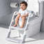 KidDough Potty Training Seat with Ladder, Splash Guard, Handle and Cushion Seat, Polypropylene, Grey, Modern Style, for Kids (Potty Seat with Ladder, Grey)