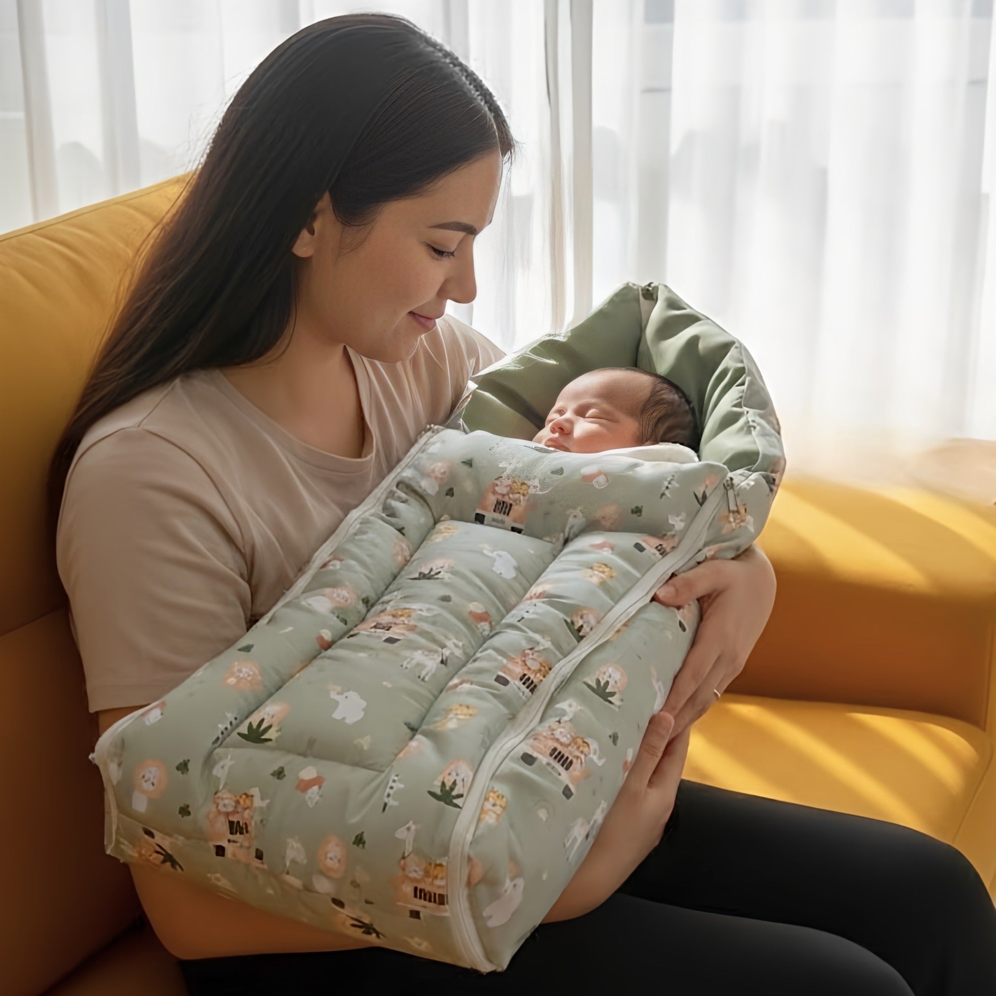 Kiddough Sleeping Bag for Infant | Soft Breathable 100% Cotton Baby Carrier for New Born/Foldable & Washable Unisex Baby Sleeping Bag 0 Months- 12 Months Main image