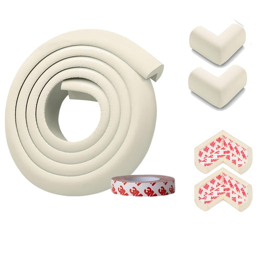 Kiddough Baby Proofing Safety Strip And Corner Guard (2 Mtrs Roll + 4 Guards, White)