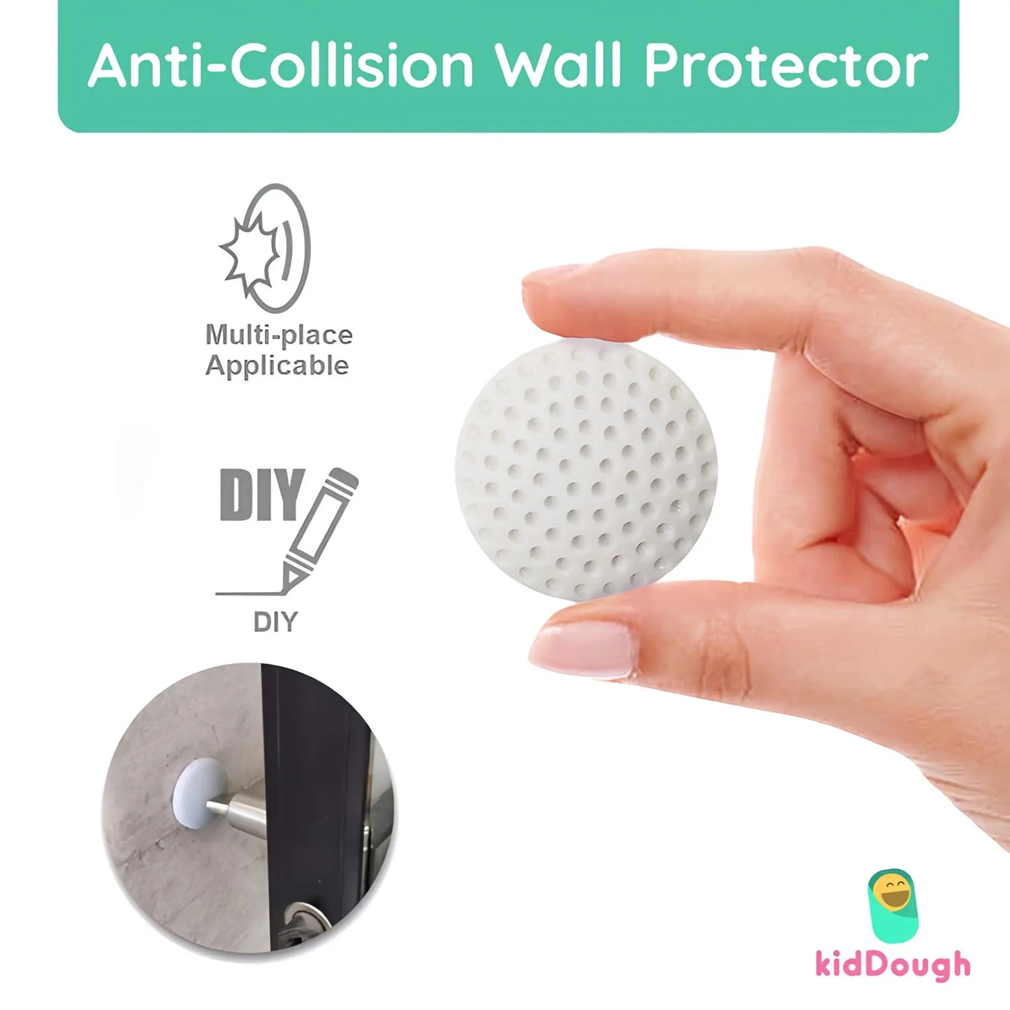 KidDough Door Stopper Bumper, Wall and Door Protection, Noise Reduction (Anti- Collision Silent Pads)