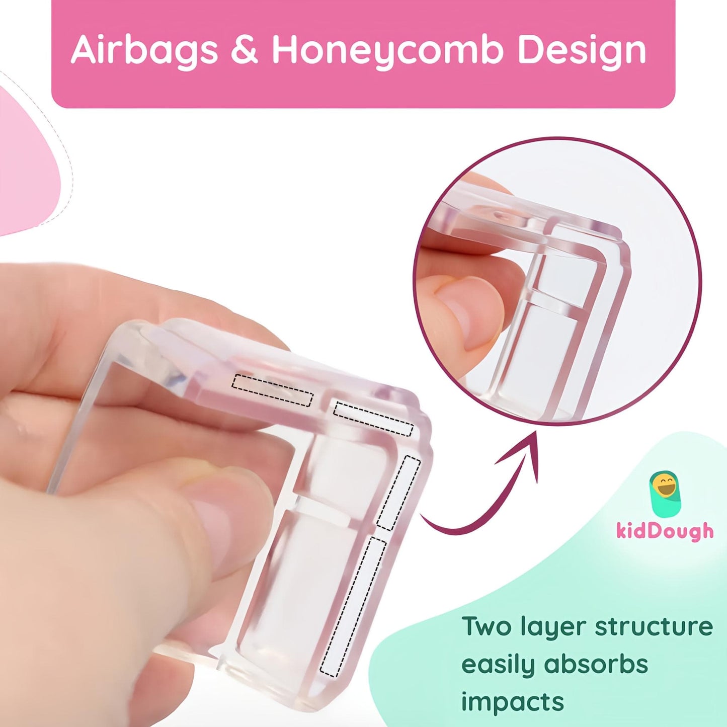 KidDough Corner Guards for Baby Safety, Transparent, Corner Protector for Furniture, Table Edge Guards, 10